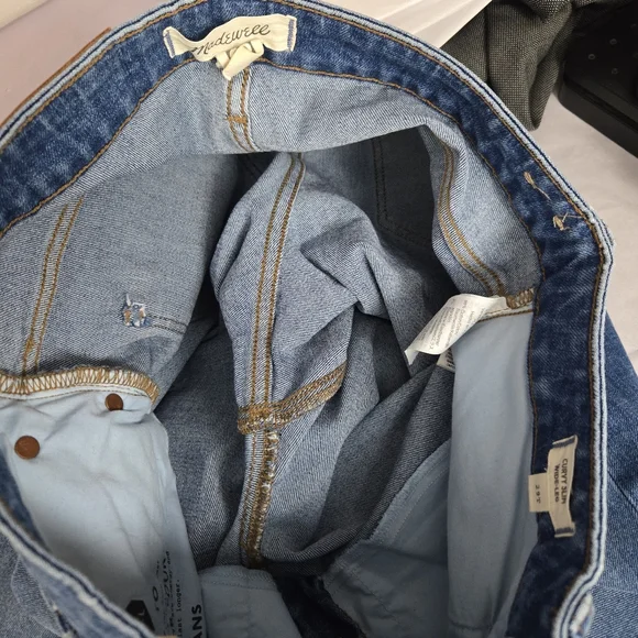 Madewell Curvy Slim Wide-Leg Cropped Blue Jeans 29 Tall - Picture 9 of 15